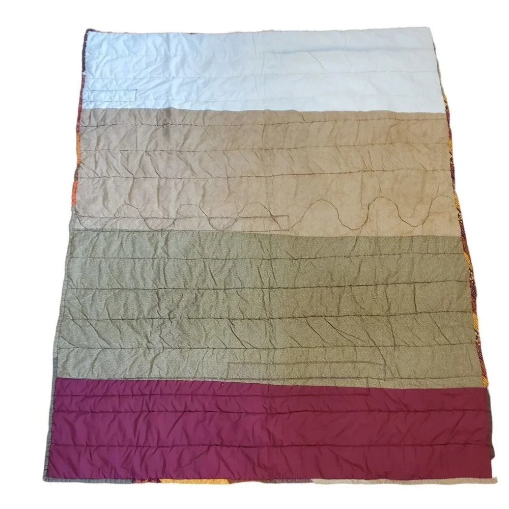 Handmade Jelly Roll‎ Fall Autumn Leaf Quilt Brown Orange NEEDS REPAIR 62x48